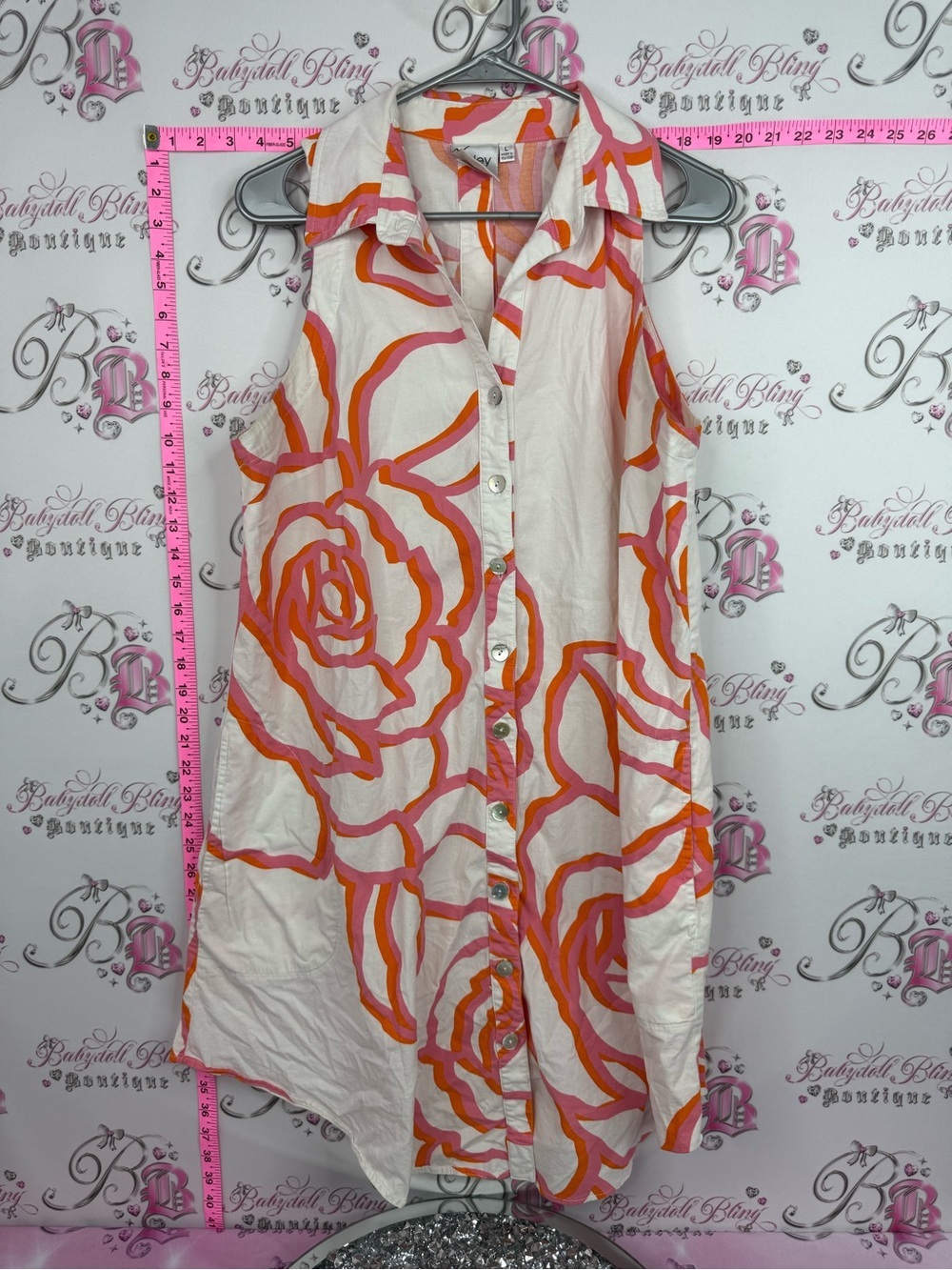 Finley dress Cream Tunic with Pink & Orange Floral Print